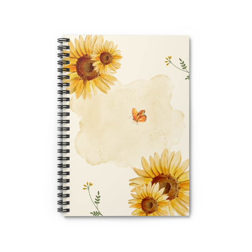 Sunflower Butterfly Spiral Notebook — Ruled Journal for Notes & Gratitude