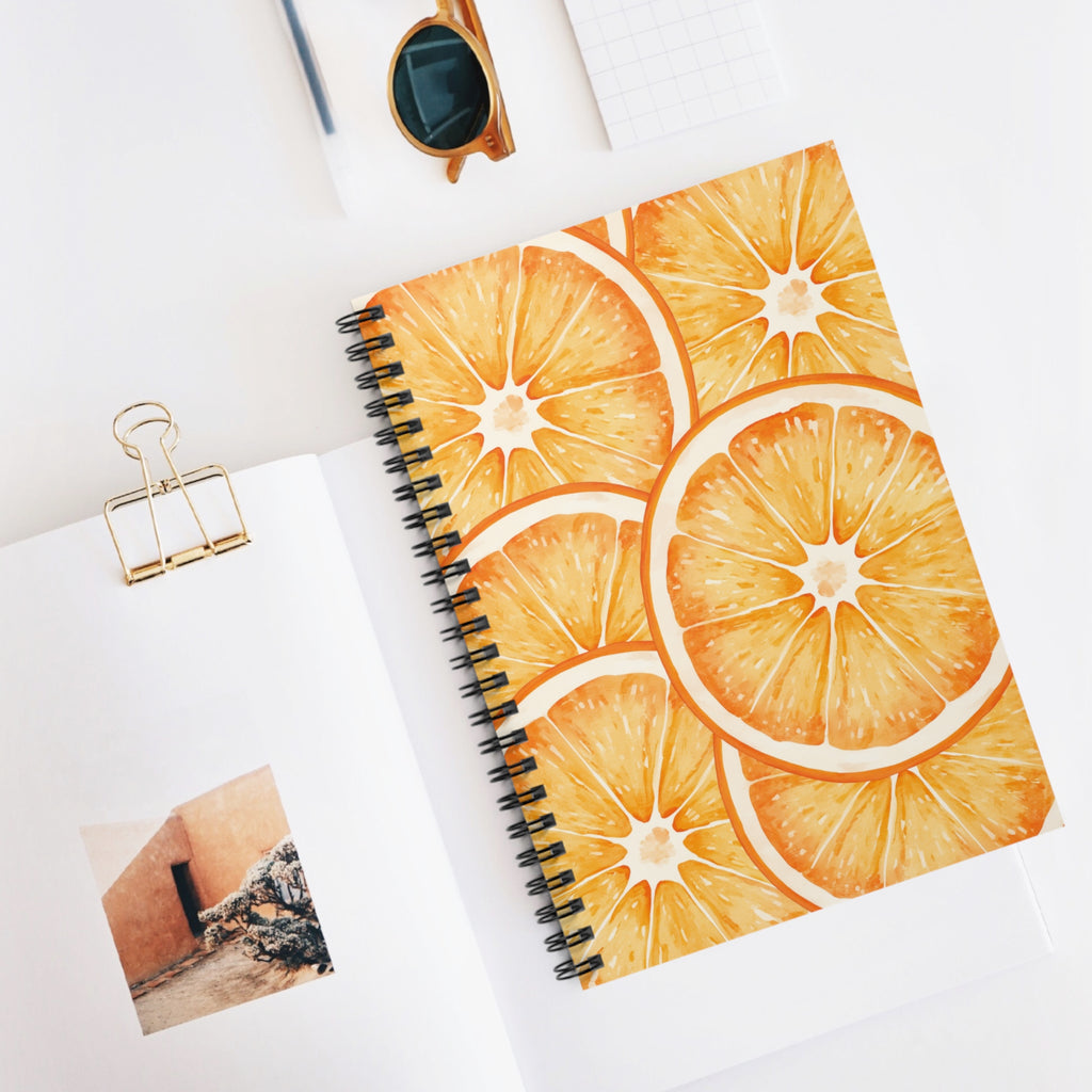 Orange Slice Spiral Notebook — Bright Citrus Ruled Journal