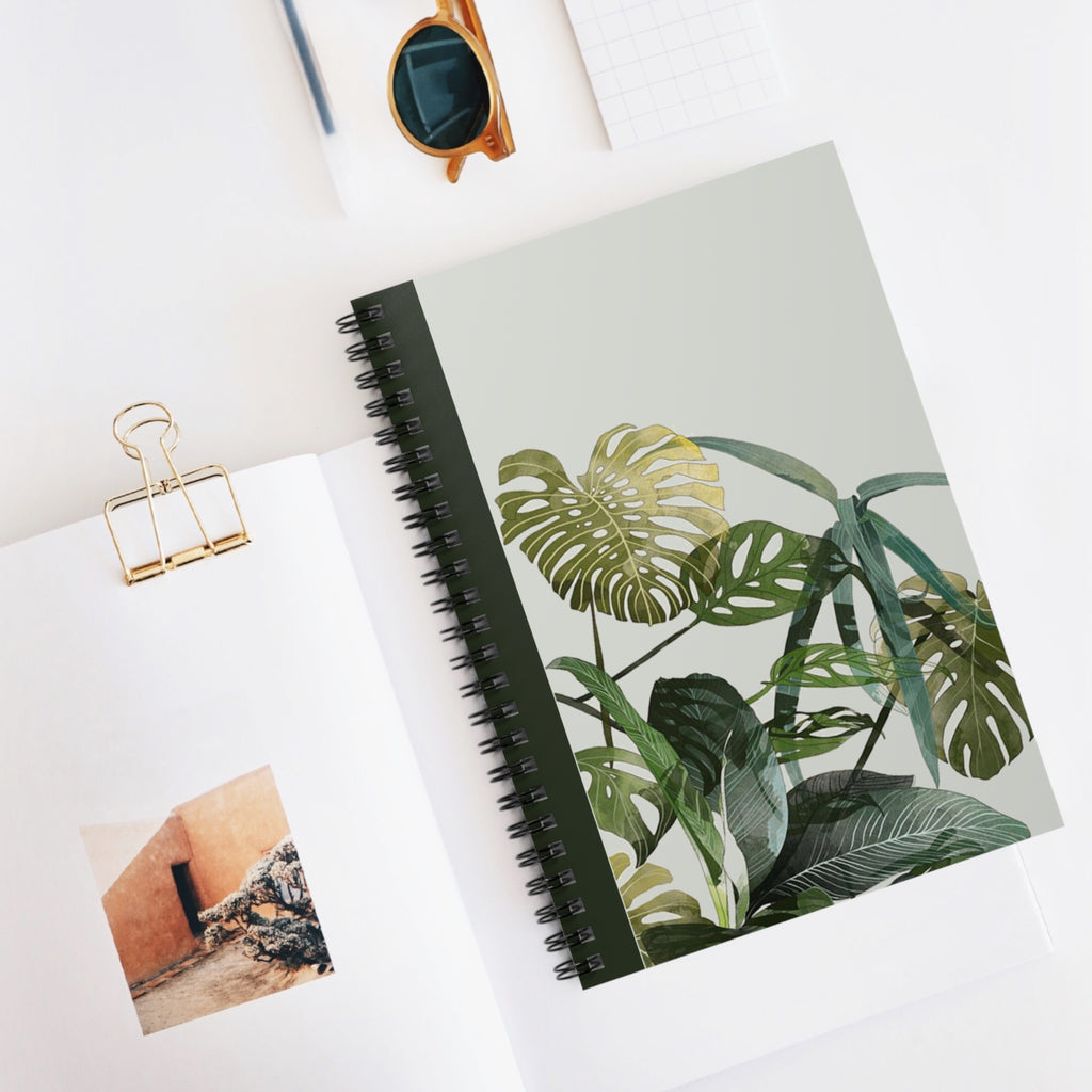 Tropical Monstera Spiral Notebook — Ruled Lined Journal for Plant Lovers