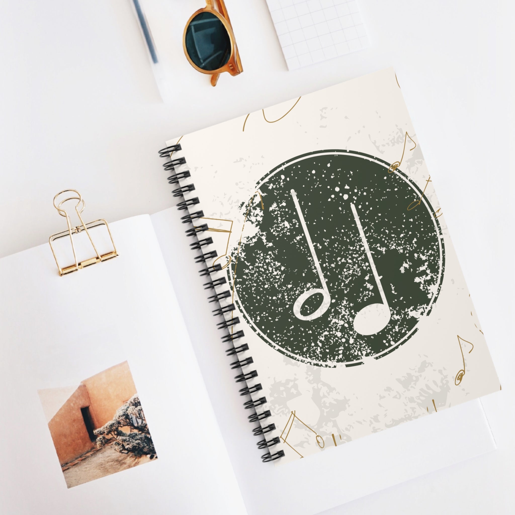 Vintage Music Notes Spiral Notebook — Ruled Journal for Musicians & Songwriters