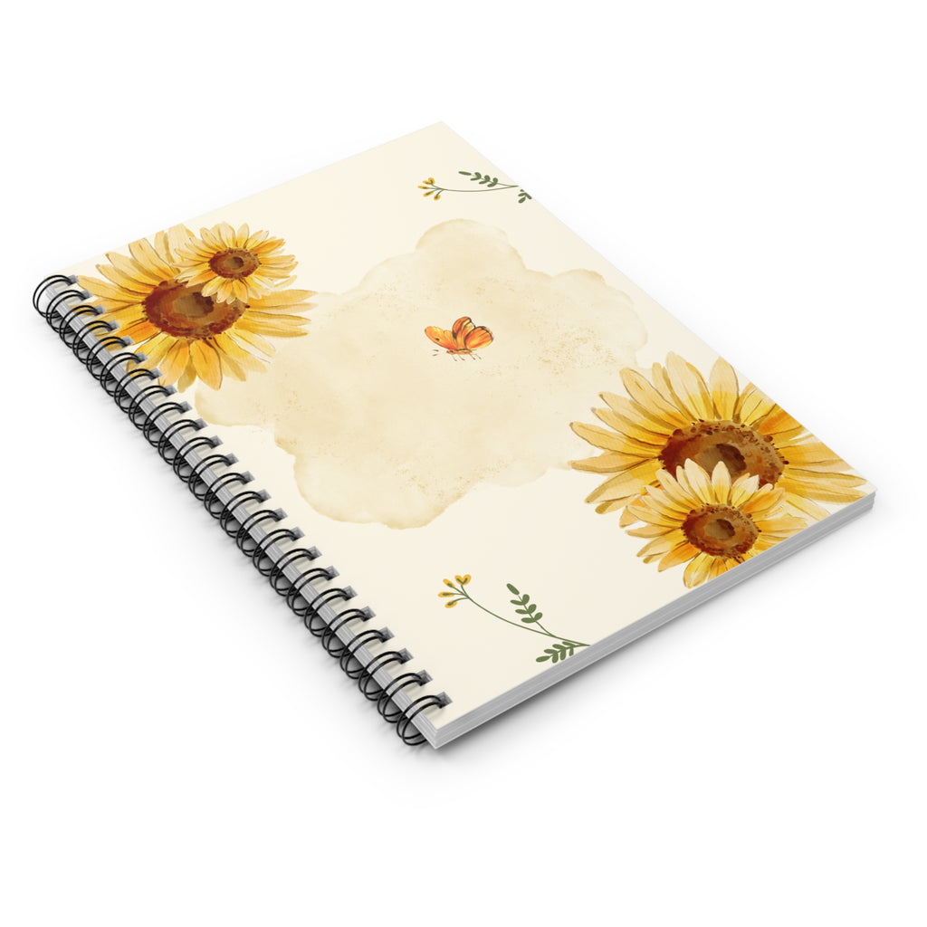 Sunflower Butterfly Spiral Notebook — Ruled Journal for Notes & Gratitude