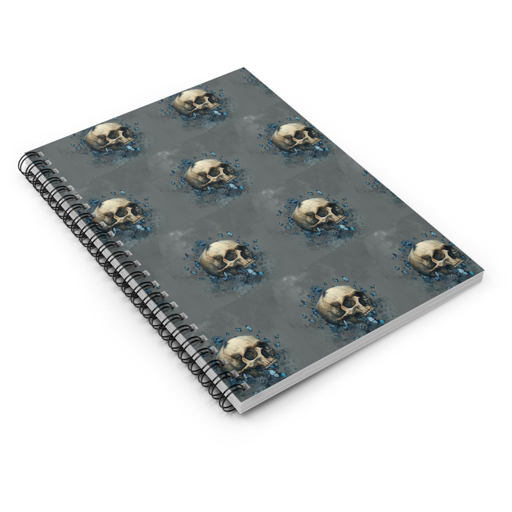 Skull Pattern Spiral Notebook — Ruled Journal for Gothic, Artistic Notes