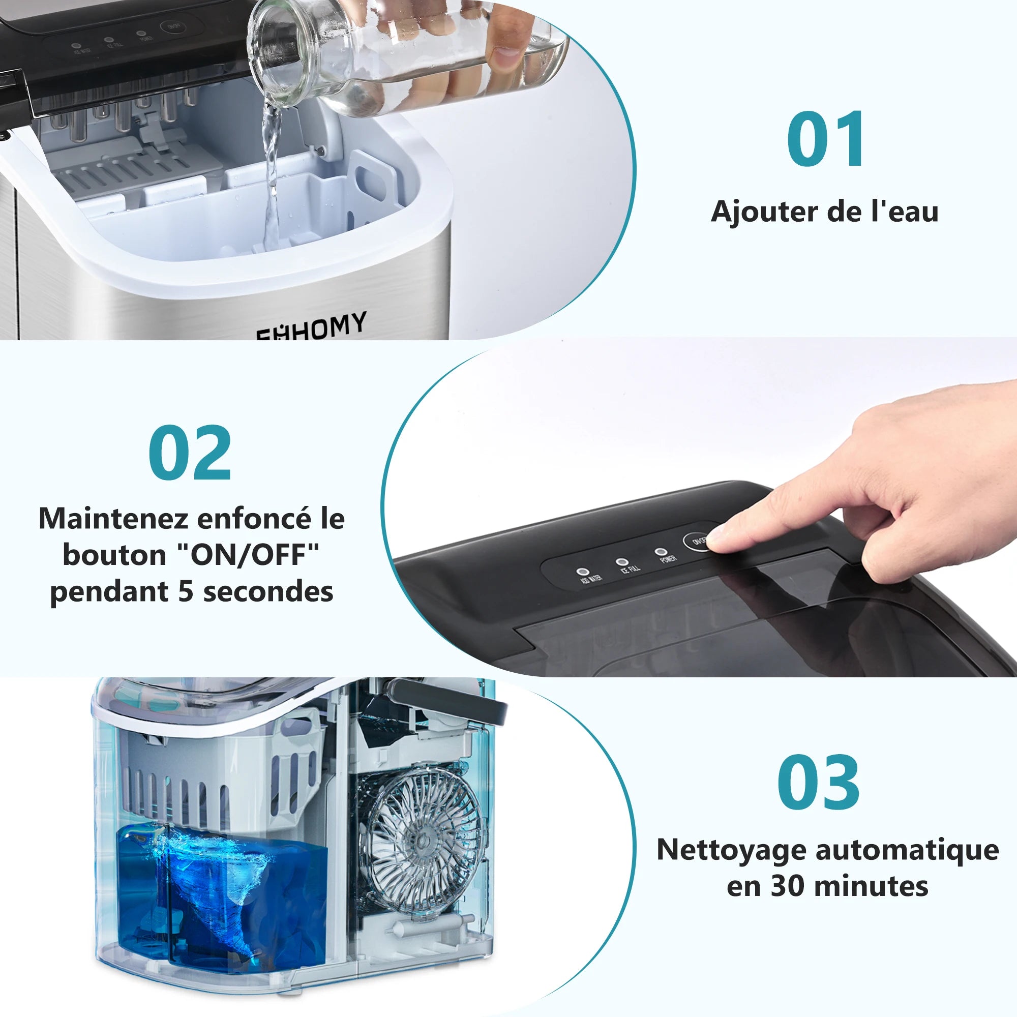 Ice Cube machine Small 9 dice in 6 Minutes Ready 12Kg/Day Self-cleaning Portable Ice Cream Machine With Handheld Basket And