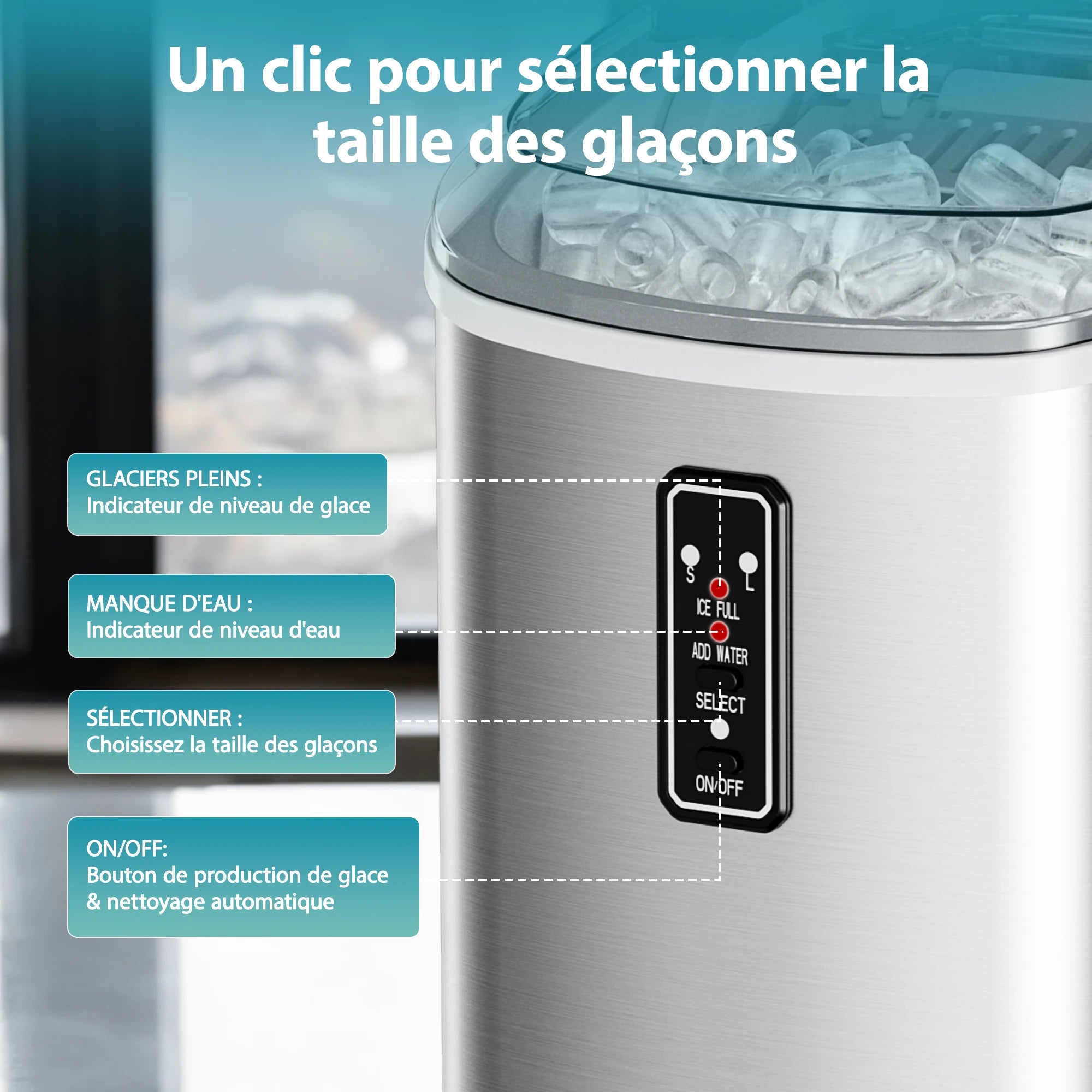 Ice Cube machine Small 9 dice in 6 Minutes Ready 12Kg/Day Self-cleaning Portable Ice Cream Machine With Handheld Basket And