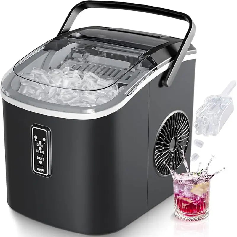 Ice Cube machine Small 9 dice in 6 Minutes Ready 12Kg/Day Self-cleaning Portable Ice Cream Machine With Handheld Basket And