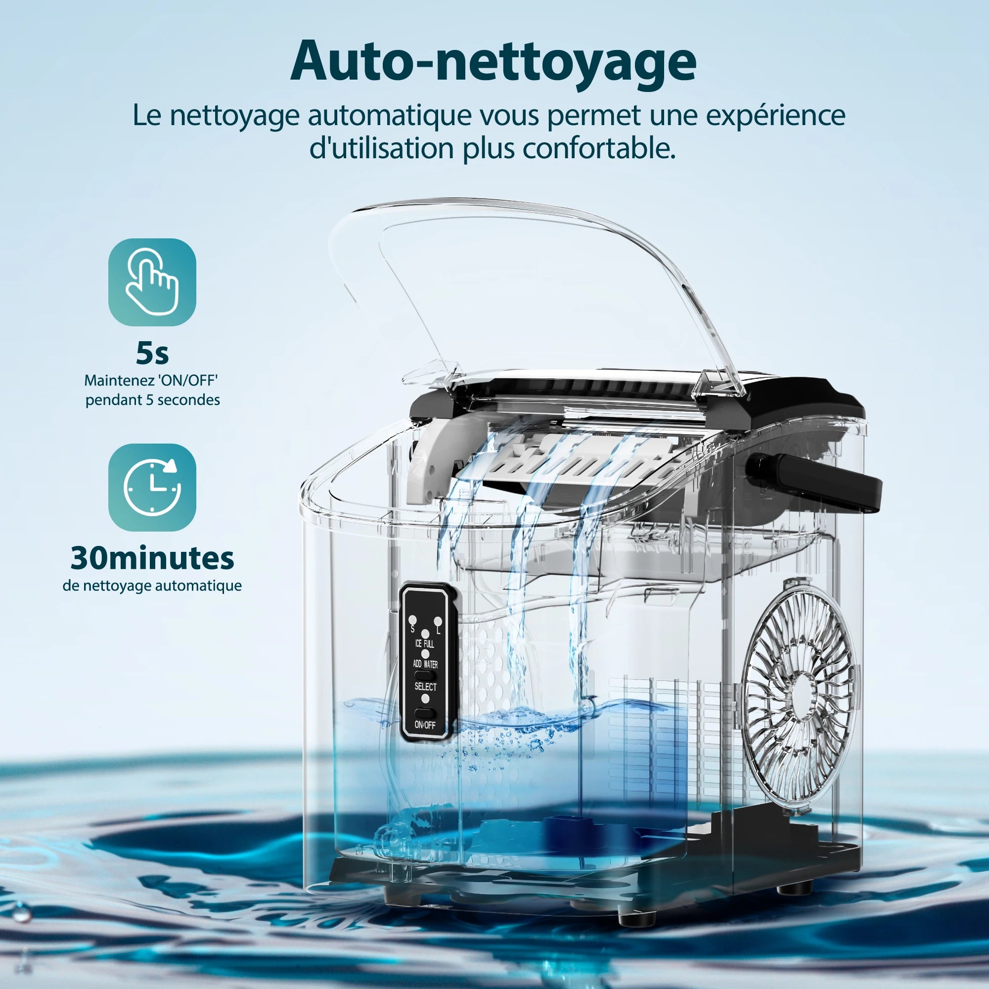 Ice Cube machine Small 9 dice in 6 Minutes Ready 12Kg/Day Self-cleaning Portable Ice Cream Machine With Handheld Basket And