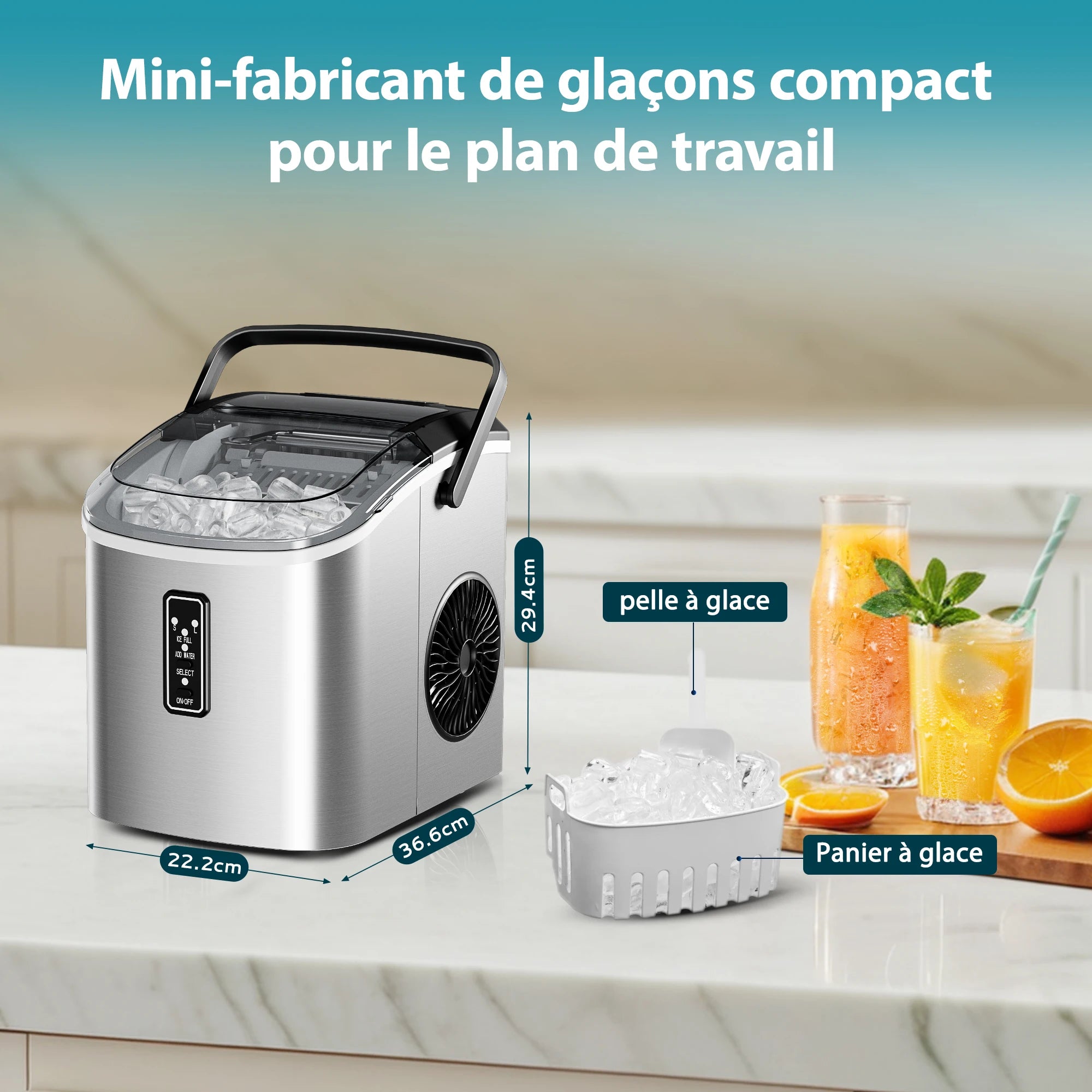 Ice Cube machine Small 9 dice in 6 Minutes Ready 12Kg/Day Self-cleaning Portable Ice Cream Machine With Handheld Basket And