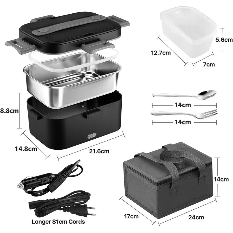 1.5 L 75W Electric Lunch Box Food Warmer Portable Food Heater for Car Or Home - Leak Proof, Lunch Heating Microwave for Truckers